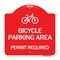 Signmission Bicycle Parking Area-Permit Required W/ Graphic, Red & White Aluminum Sign, 18" x 18", RW-1818-24324 A-DES-RW-1818-24324 - alternate 1